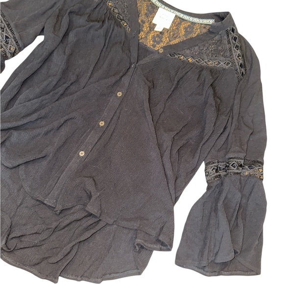 Knox Rose Women's Black Lace Detail Top - Picture 3 of 5